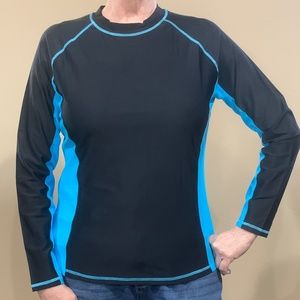 NWT Isnowood Rash Guard Women Swimsuit Long Sleeve Top UPF 50+ Nylon/Spa…